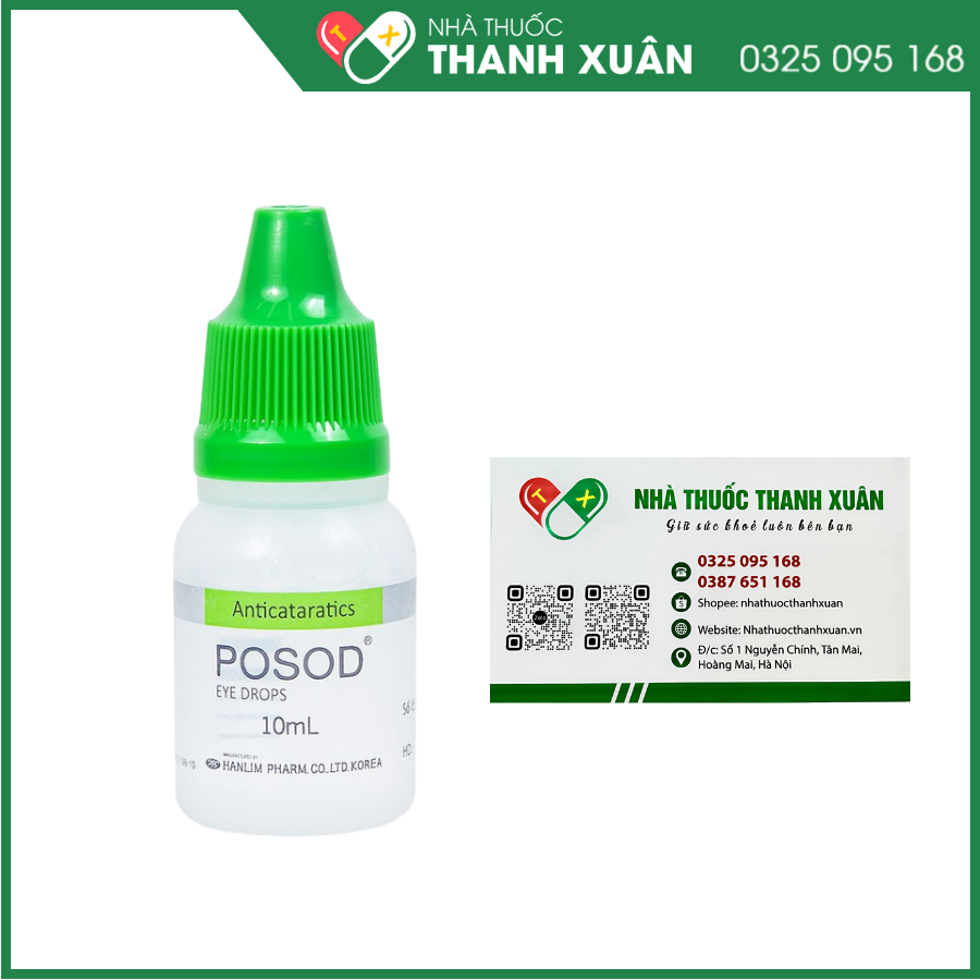Posod Eye Drops điều trị bệnh đục thuỷ tinh thể, xuất huyết pha lê thể